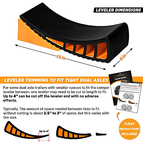 CARMTEK Camper Leveler Kit - Curved RV Levelers with Camper Wheel Chocks for Travel Trailers | Faster Camping Leveling Than RV Leveling Blocks (1 Pack) - Image 4