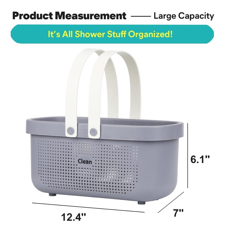 Laigoo Plastic Shower Caddy Basket, Large Bathroom Caddy Organizer with Handles, Portable Storage Basket Tote for College Dorm Essentials, Bathroom, Gym, Travel, Camping, Makeup Organizer, Gray - Image 4