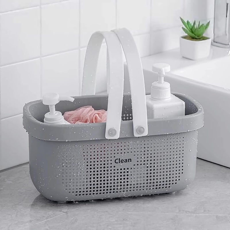 Laigoo Plastic Shower Caddy Basket, Large Bathroom Caddy Organizer with Handles, Portable Storage Basket Tote for College Dorm Essentials, Bathroom, Gym, Travel, Camping, Makeup Organizer, Gray - Image 2