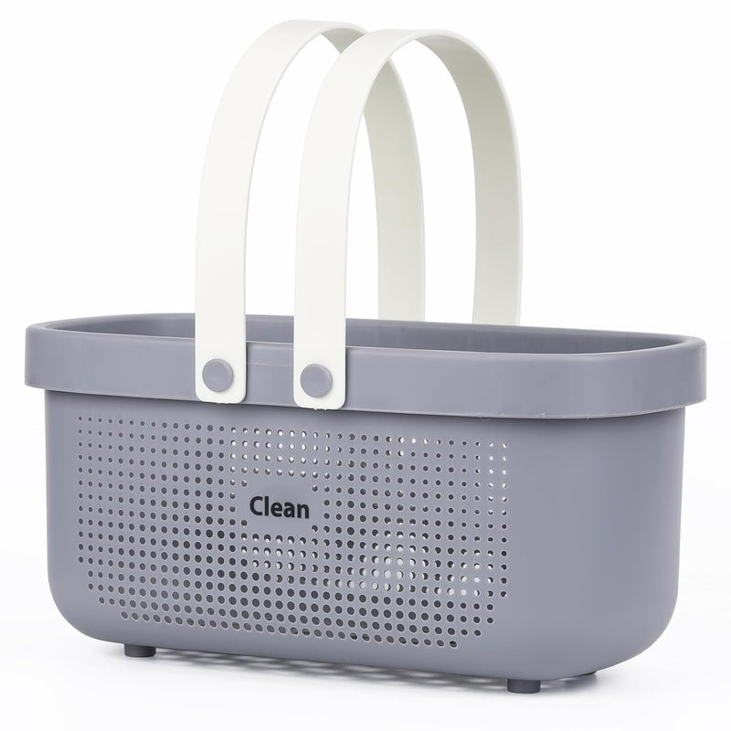 Laigoo Plastic Shower Caddy Basket, Large Bathroom Caddy Organizer with Handles, Portable Storage Basket Tote for College Dorm Essentials, Bathroom, Gym, Travel, Camping, Makeup Organizer, Gray - Image 1