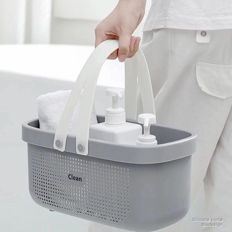 Laigoo Plastic Shower Caddy Basket, Large Bathroom Caddy Organizer with Handles, Portable Storage Basket Tote for College Dorm Essentials, Bathroom, Gym, Travel, Camping, Makeup Organizer, Gray - Image 3