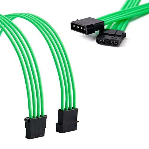 Formulamod SATA + Molex Power Extension Cable Kit, Male to Female 11.8 Inch Extender Sleeve Power Cables (Green) - Image 5
