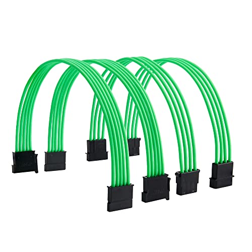 Formulamod SATA + Molex Power Extension Cable Kit, Male to Female 11.8 Inch Extender Sleeve Power Cables (Green) - Image 3