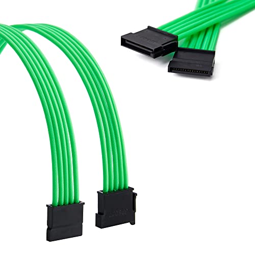 Formulamod SATA + Molex Power Extension Cable Kit, Male to Female 11.8 Inch Extender Sleeve Power Cables (Green) - Image 4