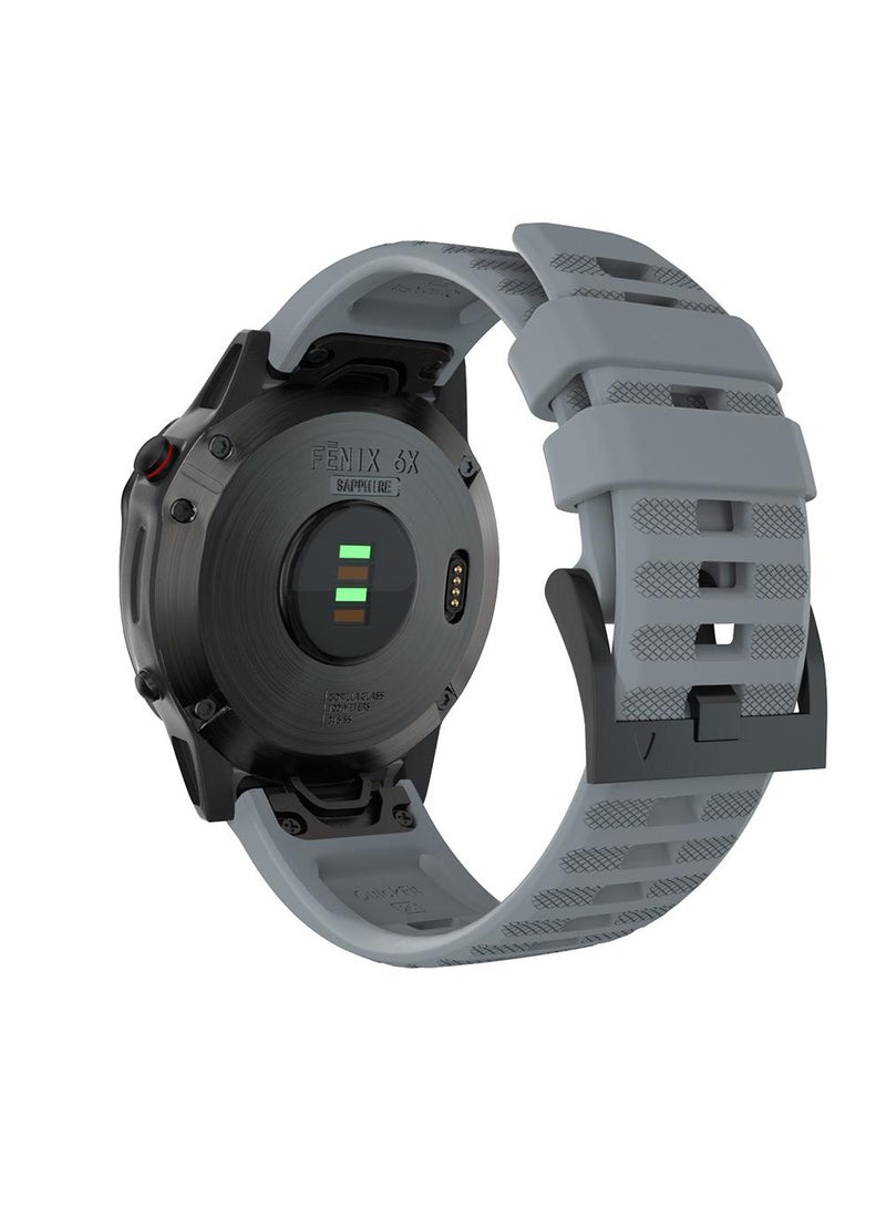 حزام سيليكون مناسب لجهاز Garmin Fenix7pro/6/Fenix7x/6x/7s رمادي 26 مم فينيكس 6x - Image 1
