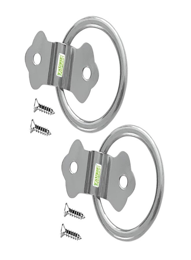 Tausif Creation® Mini Pull Metal SS Steel Clamp Small Handle Ring With Screws For Pull Handles, Small Drawers For Kitchen Cabinet/Darges/Windows/Dos/Kanmal Box Etre (Basing of 2 Cut) - Image 1