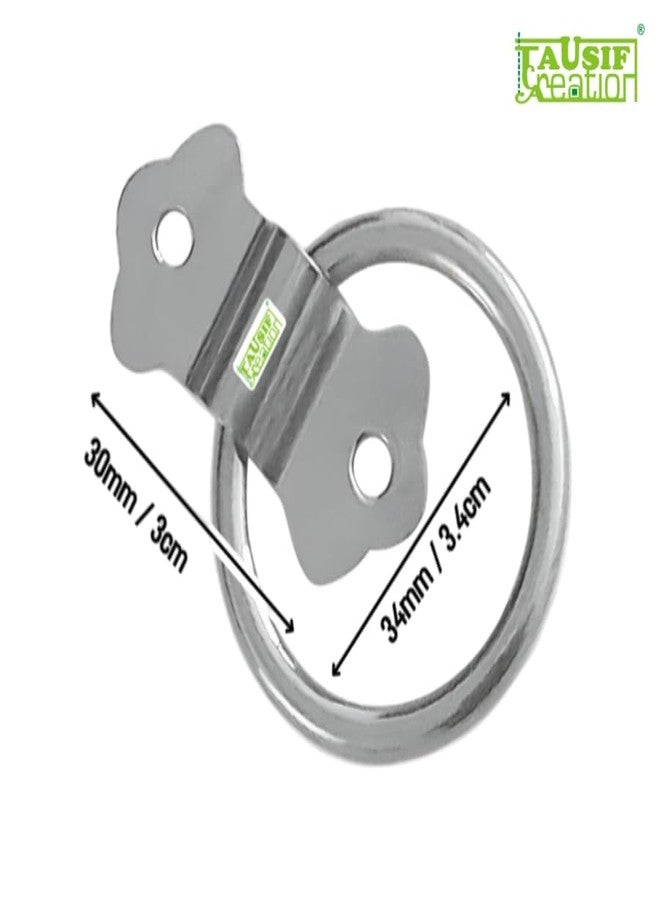 Tausif Creation® Mini Pull Metal SS Steel Clamp Small Handle Ring With Screws For Pull Handles, Small Drawers For Kitchen Cabinet/Darges/Windows/Dos/Kanmal Box Etre (Basing of 2 Cut) - Image 2