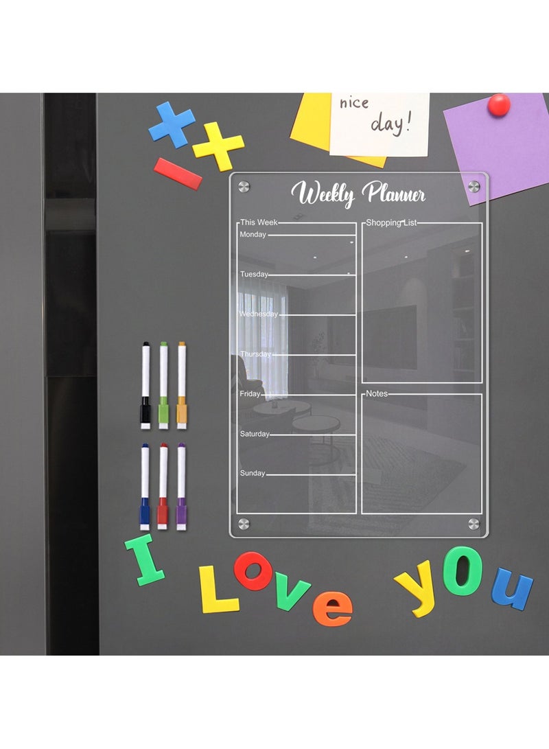 Acrylic Magnetic Monthly Calendar Whiteboard for Refrigerator - Dry Erase Planning Board with Markers - Kitchen Organizer for Home & Office - Image 4