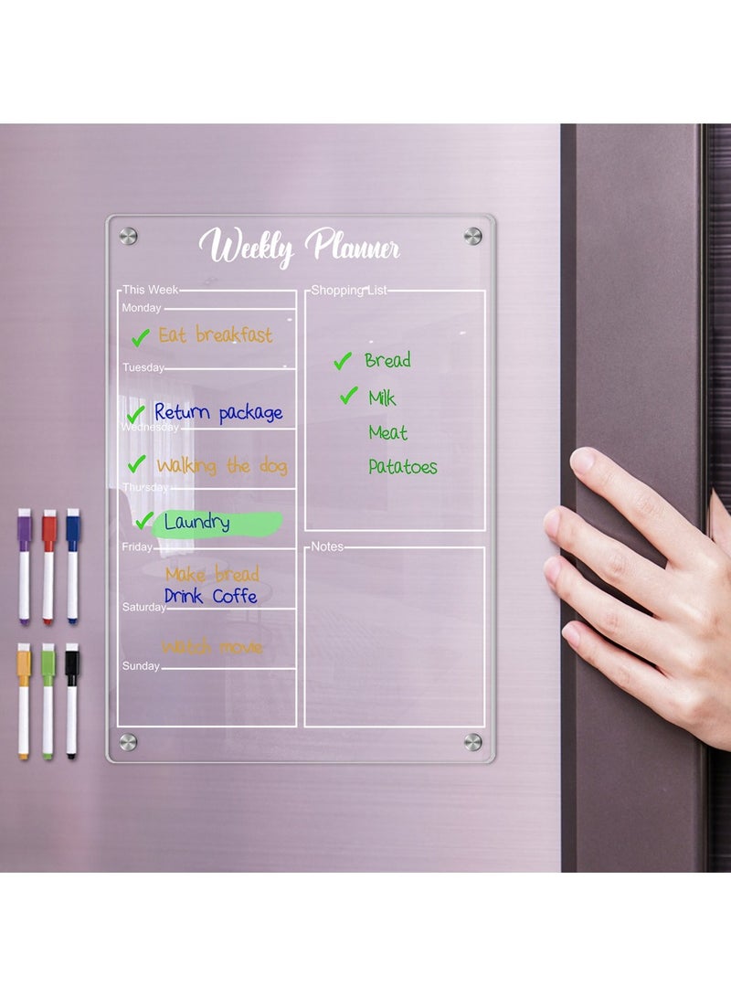 Acrylic Magnetic Monthly Calendar Whiteboard for Refrigerator - Dry Erase Planning Board with Markers - Kitchen Organizer for Home & Office - Image 2