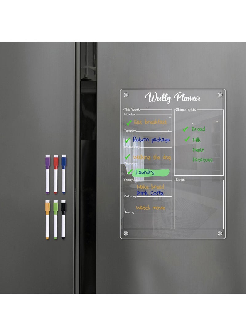 Acrylic Magnetic Monthly Calendar Whiteboard for Refrigerator - Dry Erase Planning Board with Markers - Kitchen Organizer for Home & Office - Image 3