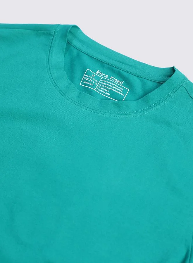 Styli Men Green Cotton Lycra Slim Fit T-Shirt By Bene Kleed