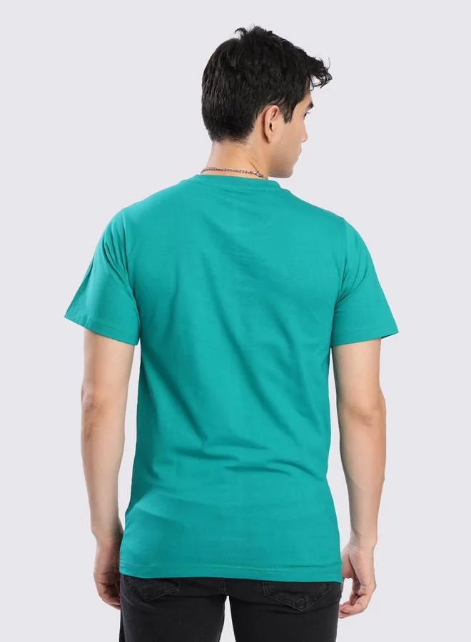 Take Two Men Green Cotton Lycra Slim Fit T-Shirt