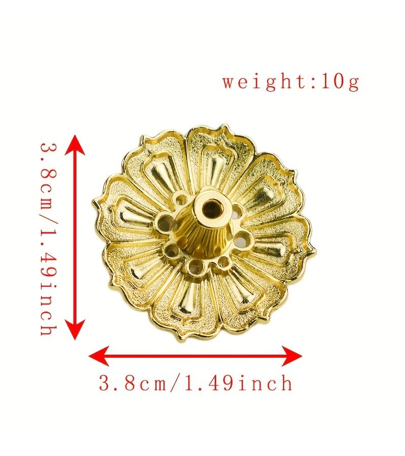 Lotus Incense Holder 3Pc 9 Hole Single Layer Bright Golden Stick Incense Burner For Tea Room Study Foyer Home Decor Oriental Art Metalwork Burner No Electricity Needed Holiday Ambiance Enhancer Halloween Thanksgiving Christmas - Image 3