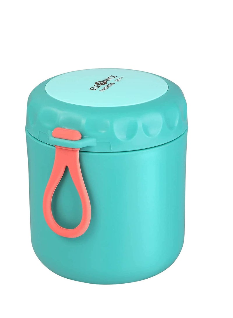 SYOSI حاوية غداء معزولة وعاء غذاء ساخن، إناء معزول بتقنية الفراغ من الفولاذ المقاوم للصدأ خزان طعام مضاد للتسرب علبة بنتو قابلة للتكديس للمدرسة المكتب النزهات السفر في الهواء الطلق (430 مل أخضر) - Image 1