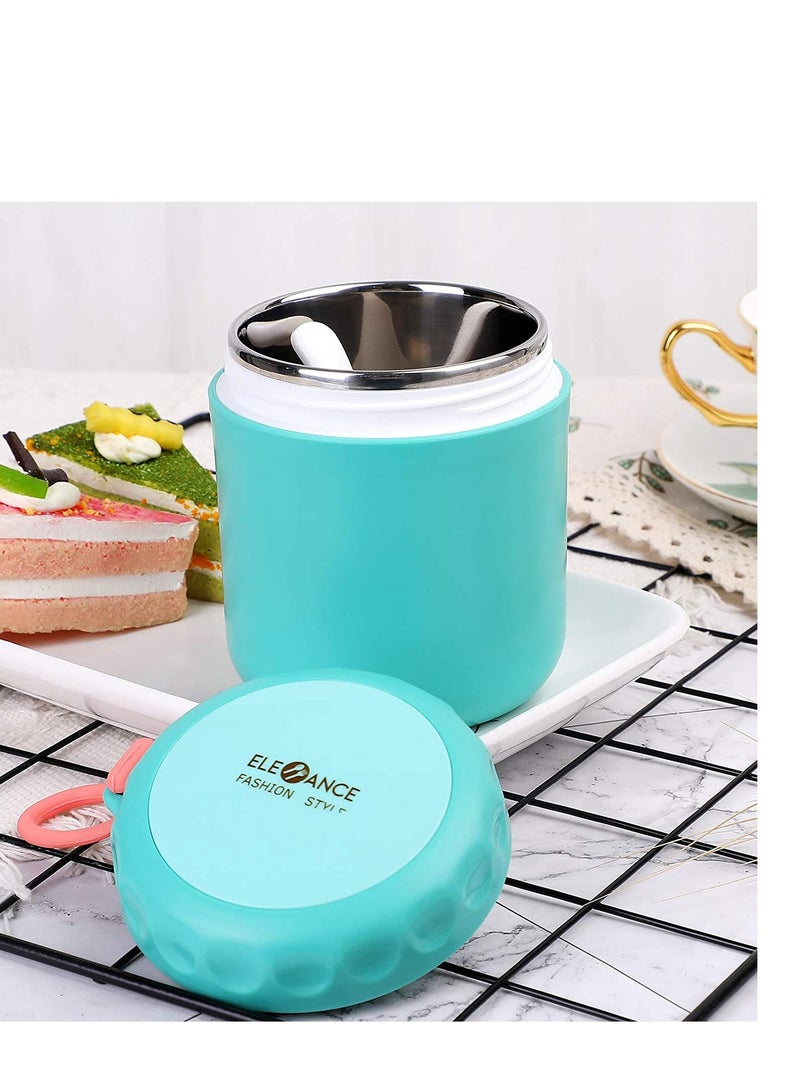 SYOSI حاوية غداء معزولة وعاء غذاء ساخن، إناء معزول بتقنية الفراغ من الفولاذ المقاوم للصدأ خزان طعام مضاد للتسرب علبة بنتو قابلة للتكديس للمدرسة المكتب النزهات السفر في الهواء الطلق (430 مل أخضر) - Image 5