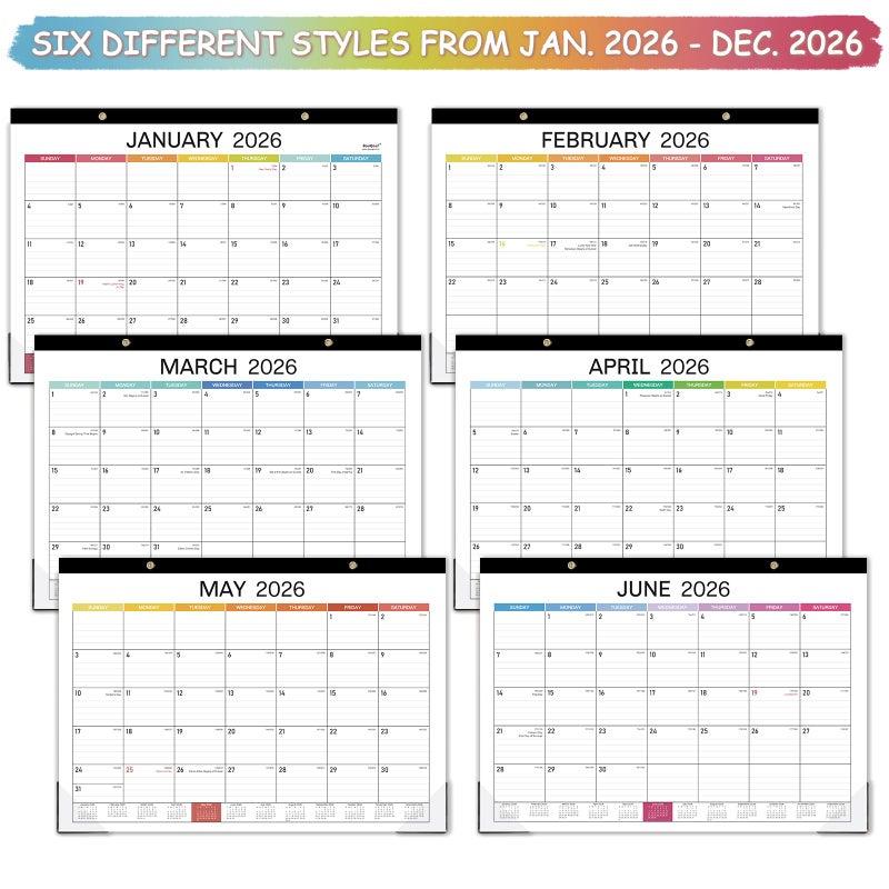 BooQool 2026 Desk Calendar - Desk Calendar 2026, 14.8" x 11.4", Jan. 2026 - Dec. 2026, 12 Months Calendar, Large Ruled Blocks, Tear Off, Corner Protectors, Desk/Wall Calendar for Planning and Organizing - Image 5