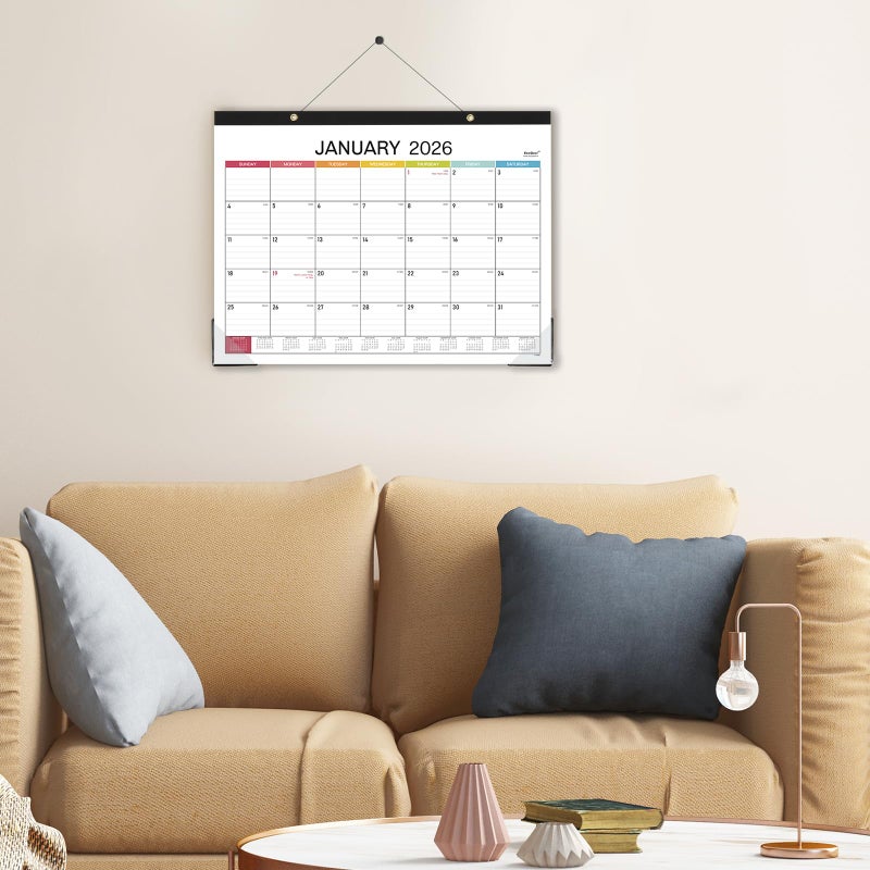 BooQool 2026 Desk Calendar - Desk Calendar 2026, 14.8" x 11.4", Jan. 2026 - Dec. 2026, 12 Months Calendar, Large Ruled Blocks, Tear Off, Corner Protectors, Desk/Wall Calendar for Planning and Organizing - Image 2