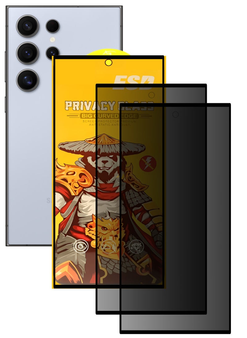 ESD 2 Pieces Tempered Dustproof Privacy Glass Screen Protector Compatible For Samsung Galaxy S24 Ultra - Image 1