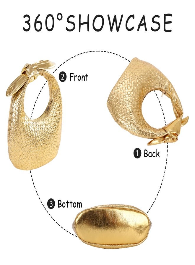 Lanpet Woven Handbag for Women, Knotted Clutch Bag Soft Vegan Leather Hobo bag, Dumpling Evening Clutch for Formal Party Wedding - Image 2