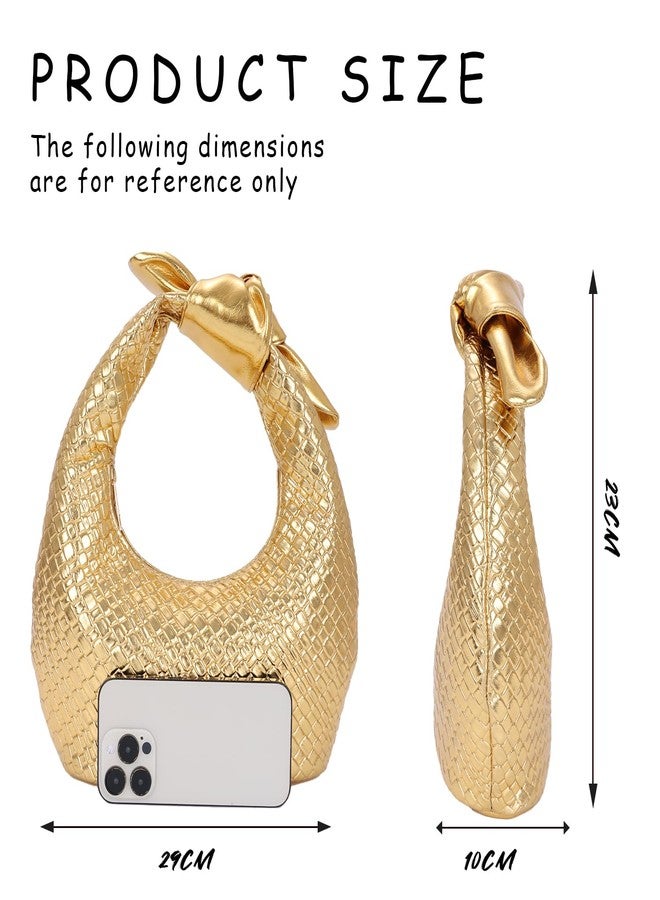 Lanpet Woven Handbag for Women, Knotted Clutch Bag Soft Vegan Leather Hobo bag, Dumpling Evening Clutch for Formal Party Wedding - Image 5