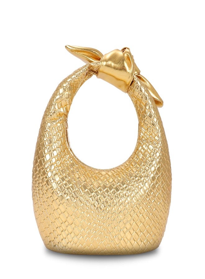 Lanpet Woven Handbag for Women, Knotted Clutch Bag Soft Vegan Leather Hobo bag, Dumpling Evening Clutch for Formal Party Wedding - Image 1
