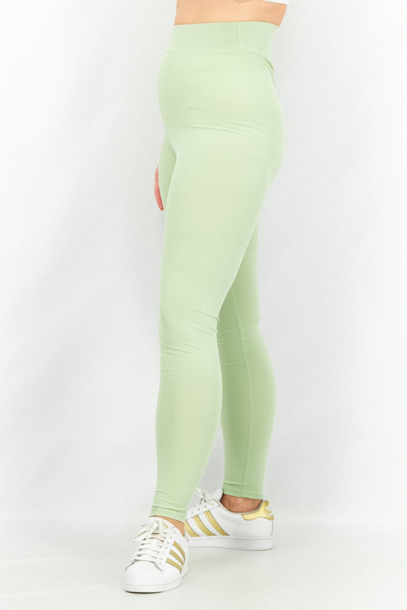 As You Women Regular Fit Solid Leggings, Sage - Image 3