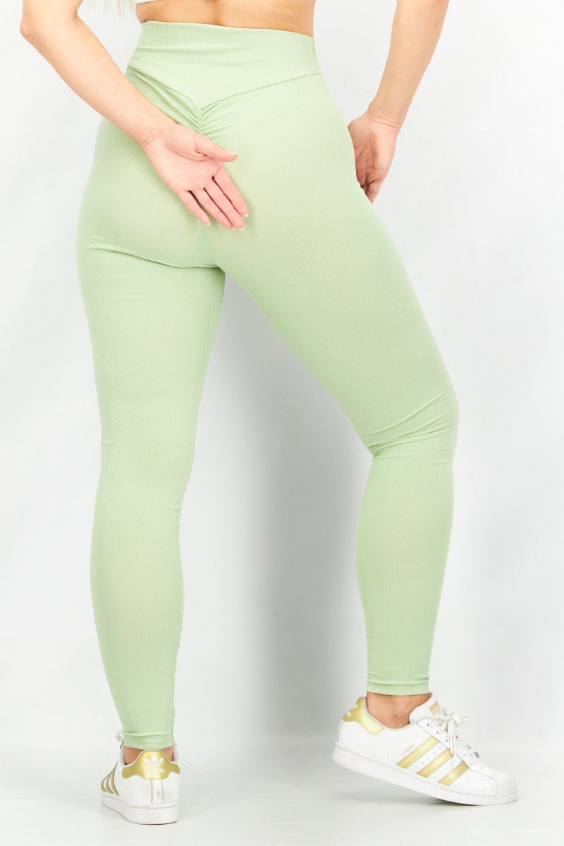 As You Women Regular Fit Solid Leggings, Sage - Image 2