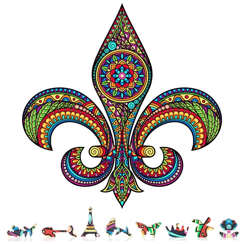ZenChalet ZenChalet - Fleur De Lis 550 Piece Wooden Jigsaw Puzzle for Adults  Giftable Wood Jigsaw Puzzles Adult - Distinctive Premium Puzzle Gifts - Rompe Cabezas Adultos 500 - Image 1