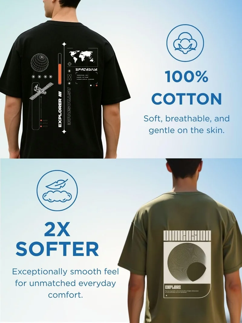 NOBERO  Men's Oversized Graphic T-Shirt for Men | Best Price UAE