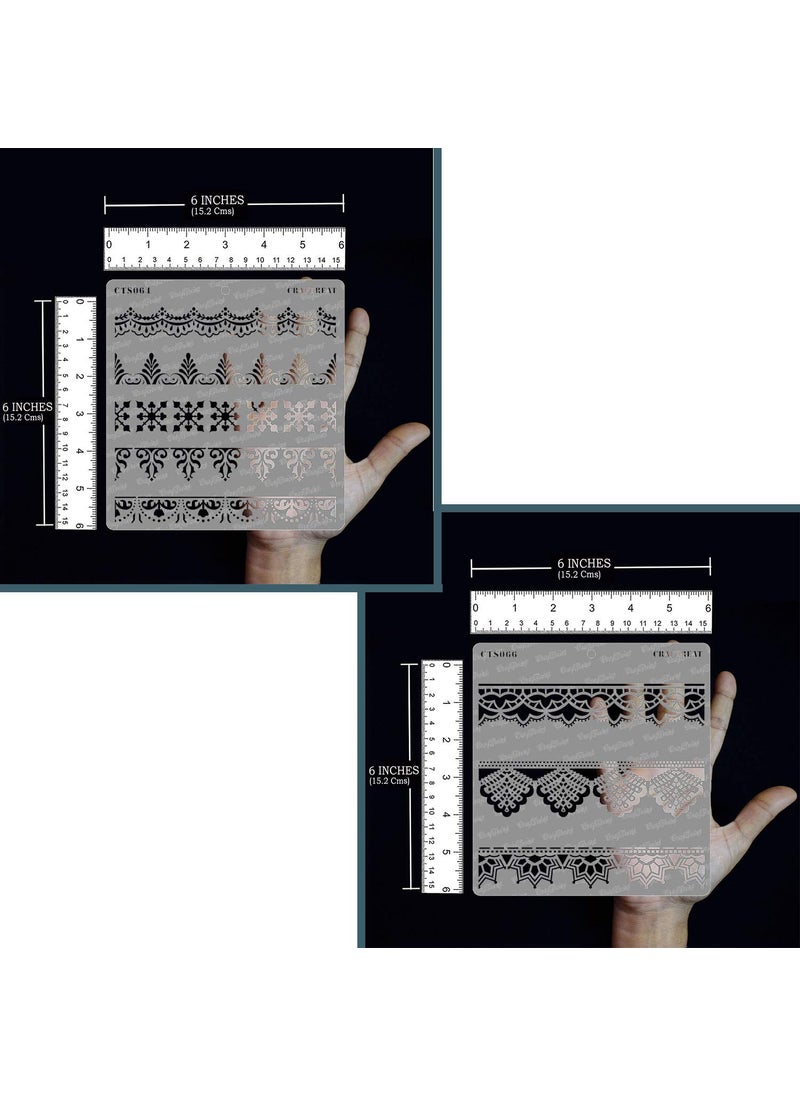 CrafTreat CrafTreat Lace Stencils for Cake Decoration - Ornate Borders and Lace Stencil (2Pcs) - Size: 6X6 Inches - DIY Craft Mandala Decorative Stencils for Fabric Painting - Mandala Art Design Stencil  - Image 3