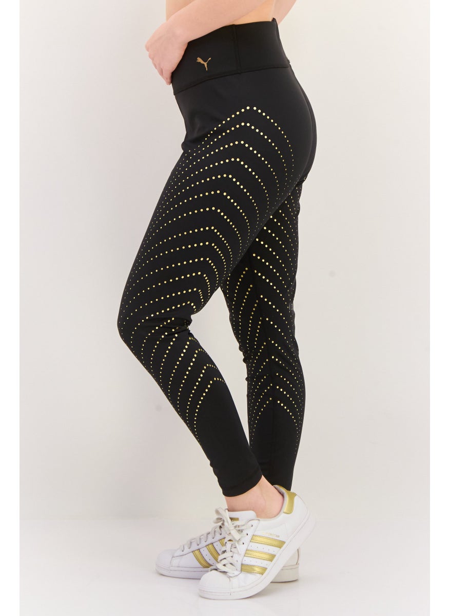 PUMA Women Sportswear Fit Pull On Training Leggings, Black/Gold  - Image 3