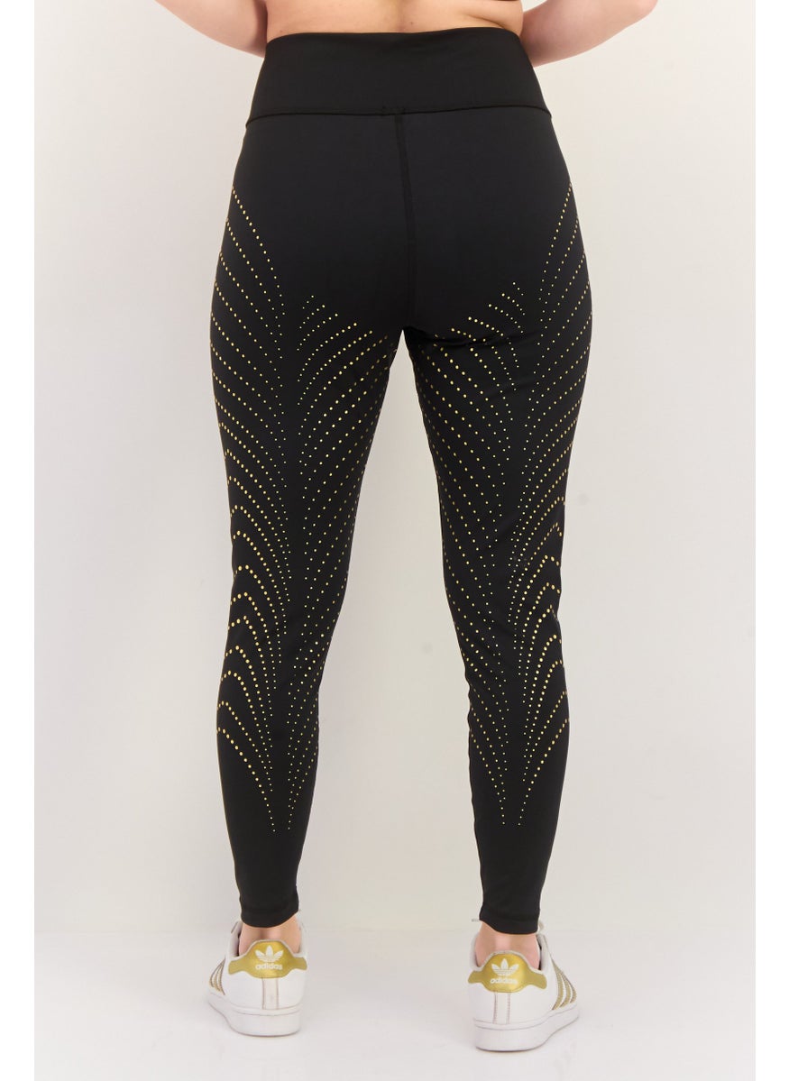 PUMA Women Sportswear Fit Pull On Training Leggings, Black/Gold  - Image 2