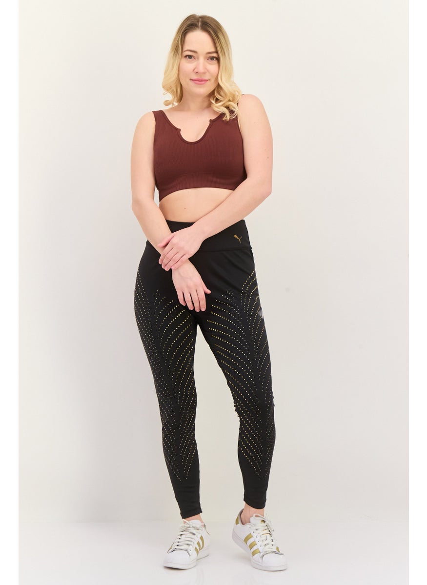PUMA Women Sportswear Fit Pull On Training Leggings, Black/Gold  - Image 1