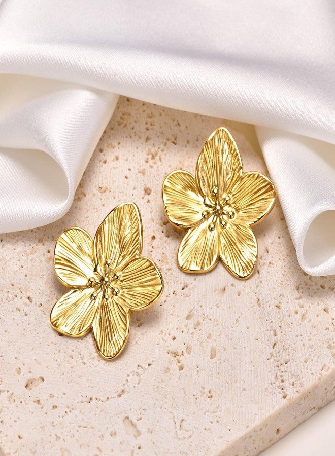 MPRAINBOW Womens Gold Studs Earrings, 14K Gold Plated Personality Big Stud Earring,Stainless Steel Hypoallergenic Ear Rings Trendy Jewelry,Christmas Birthday Gifts for Her Girlfriend Sister - Image 5