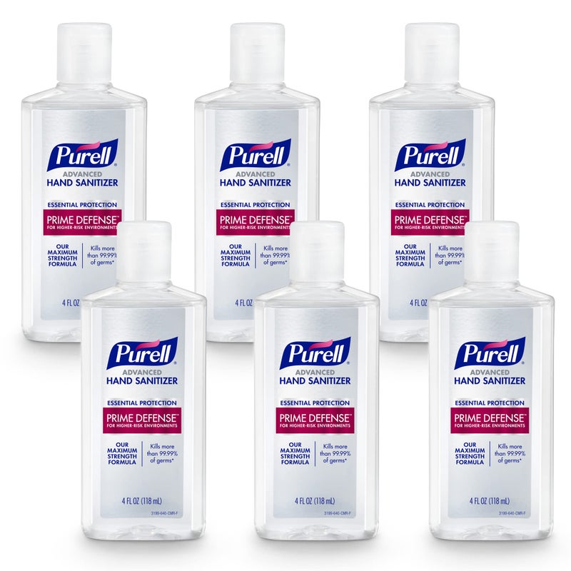 PURELL PRIME DEFENSE Advanced Hand Sanitizer, 85%, Maximum Strength Formula, 4 fl oz Travel Size Bottles (Pack of 6), 3499-04-EC - Image 1
