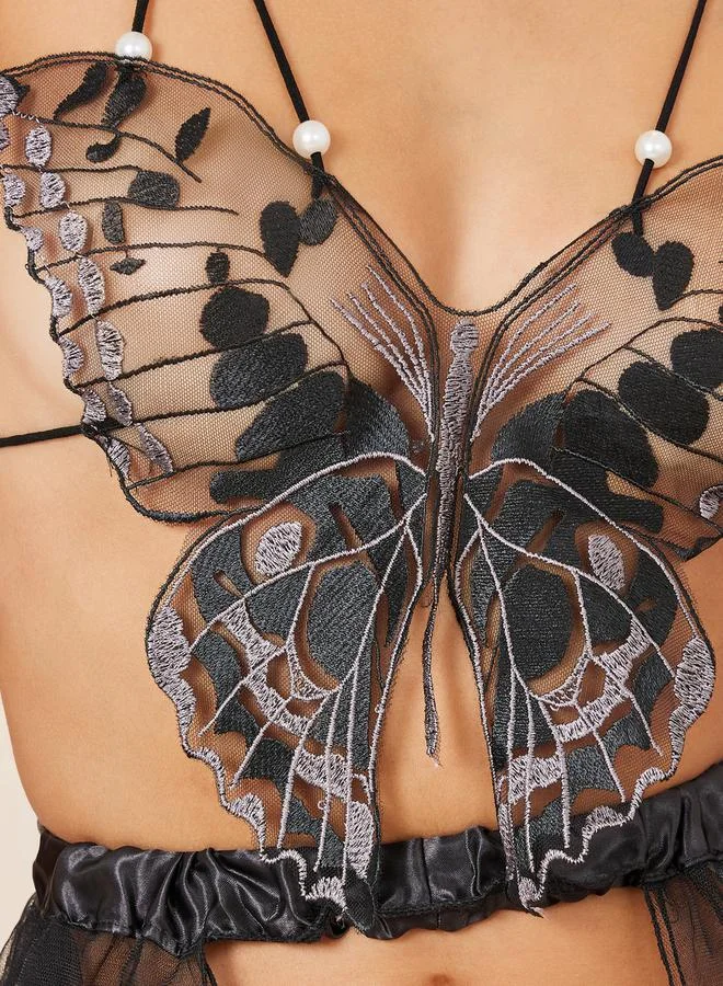 ستايلي Pack of 3 - Mesh Detail Butterfly Babydoll Set