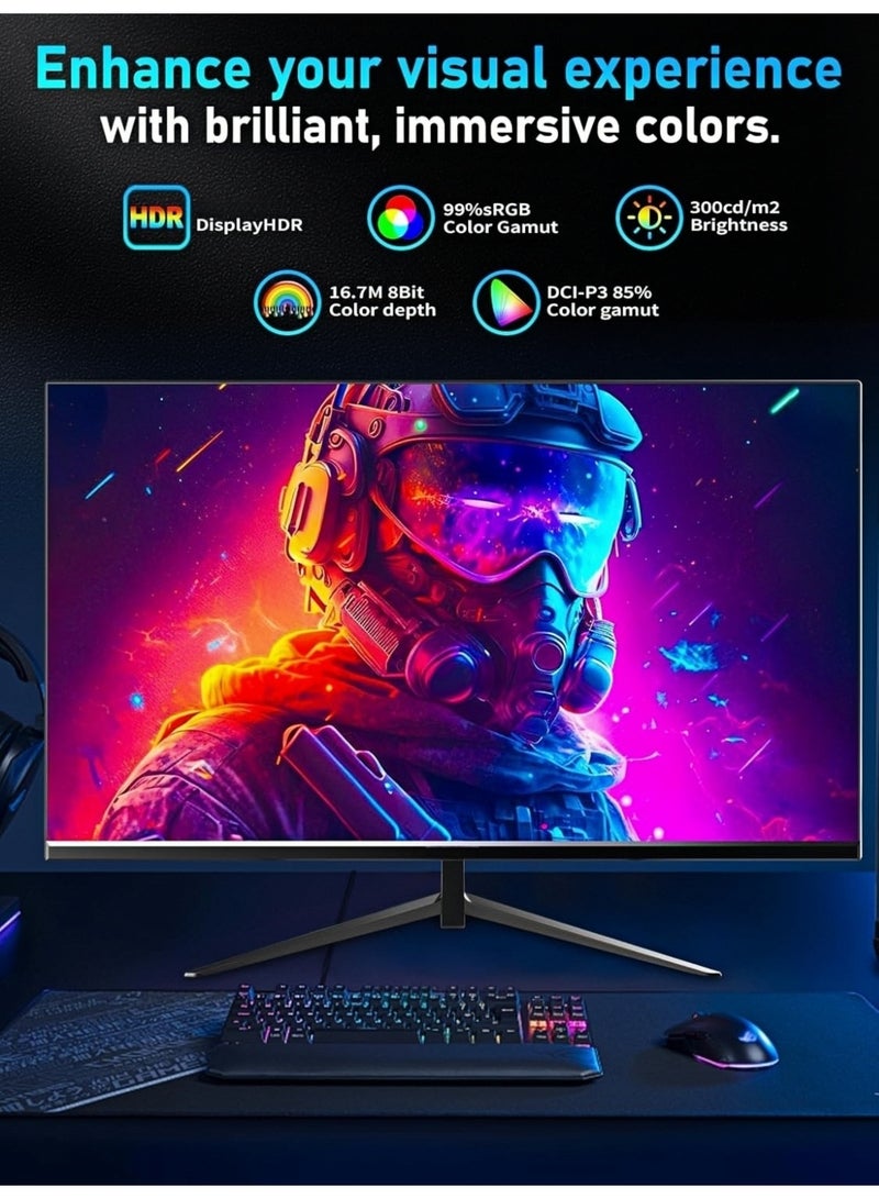 FlashHawk 23.8 Inch FHD Gaming Monitor | 165Hz Refresh Rate | 1ms Response | IPS Panel | 99% sRGB | Built-in speakers & Anti-Blue Light | HDMI/DP/USB | VESA Mount​ - Image 3