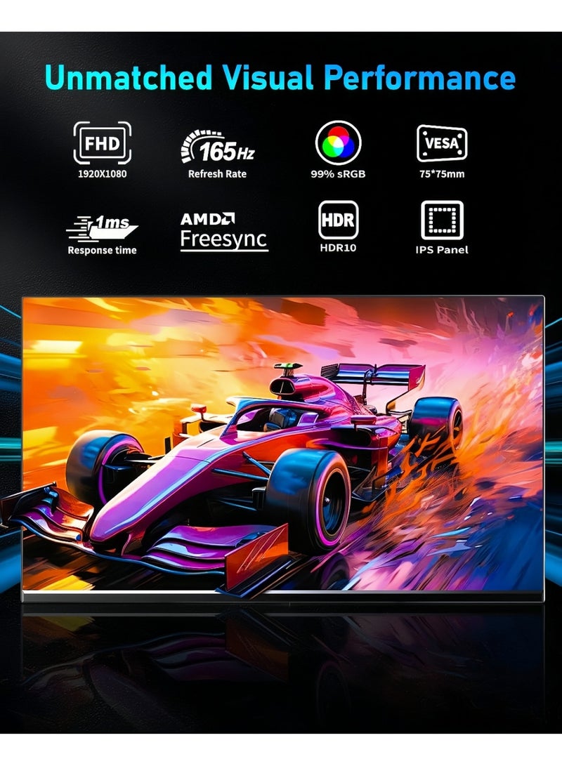 FlashHawk 23.8 Inch FHD Gaming Monitor | 165Hz Refresh Rate | 1ms Response | IPS Panel | 99% sRGB | Built-in speakers & Anti-Blue Light | HDMI/DP/USB | VESA Mount​ - Image 2