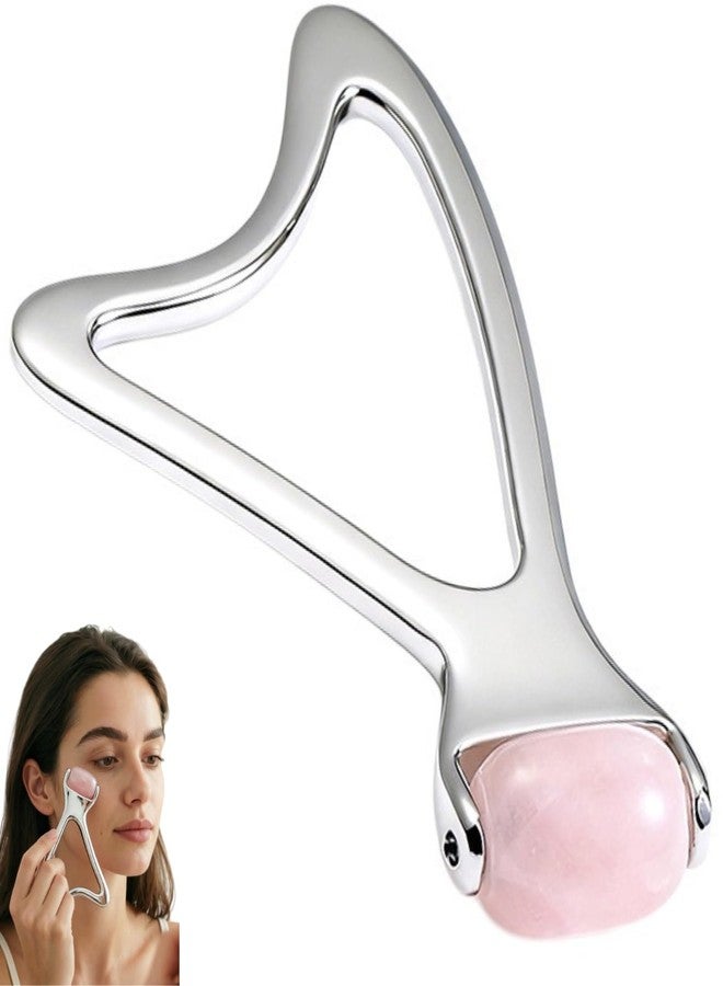 KINTEGOOD Jade & Stainless Steel Facial Roller with Gua Sha, 2-in-1 Skincare Tool - Image 1