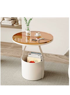 Arabest Round End Table, Round Side Table with Sturdy Metal Frame, Metal Round Sofa Table, Nightstand for Living Room Bedroom, Easy Assembly  - Image 1