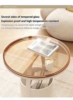 Arabest Round End Table, Round Side Table with Sturdy Metal Frame, Metal Round Sofa Table, Nightstand for Living Room Bedroom, Easy Assembly  - Image 2