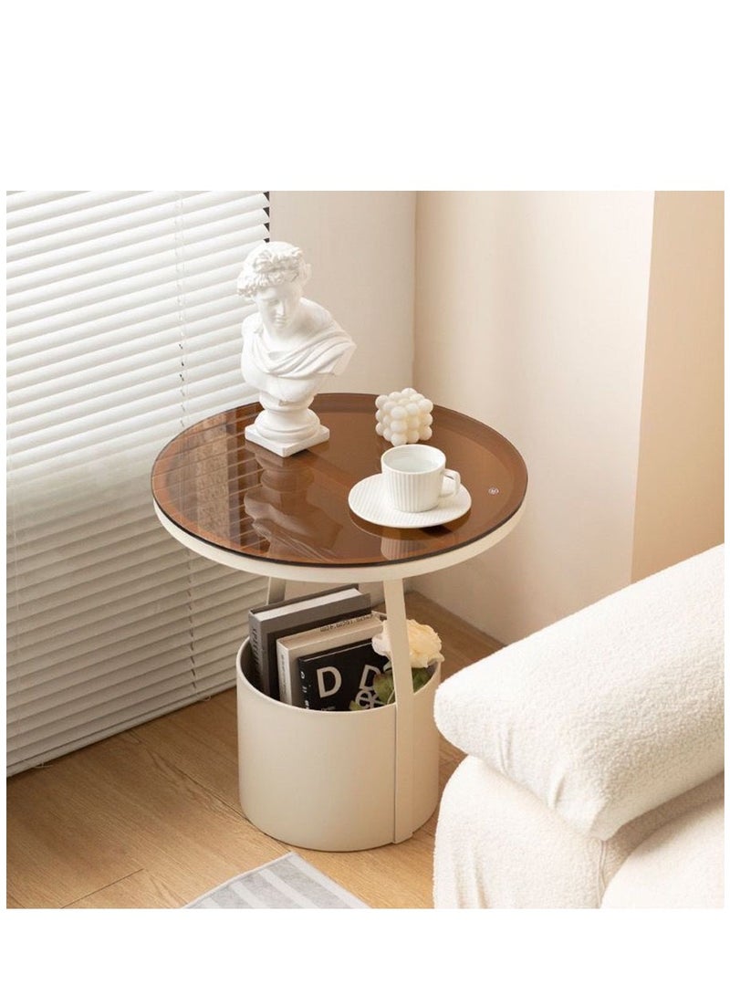 Arabest Round End Table, Round Side Table with Sturdy Metal Frame, Metal Round Sofa Table, Nightstand for Living Room Bedroom, Easy Assembly - Image 3