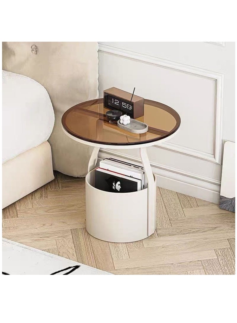 Arabest Round End Table, Round Side Table with Sturdy Metal Frame, Metal Round Sofa Table, Nightstand for Living Room Bedroom, Easy Assembly - Image 4