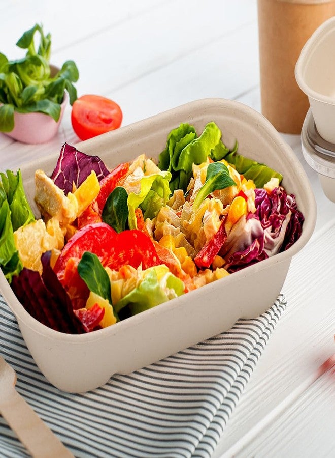 Aksipo 100 Pack 23 Oz Disposable Meal Prep Containers with Lids, Rectangle Paper Bowls with Lids for Salad,Leftovers, Leak-proof To Go Food Box Cardboard Lunch Box Compostable Take Out Food Containers - Image 4