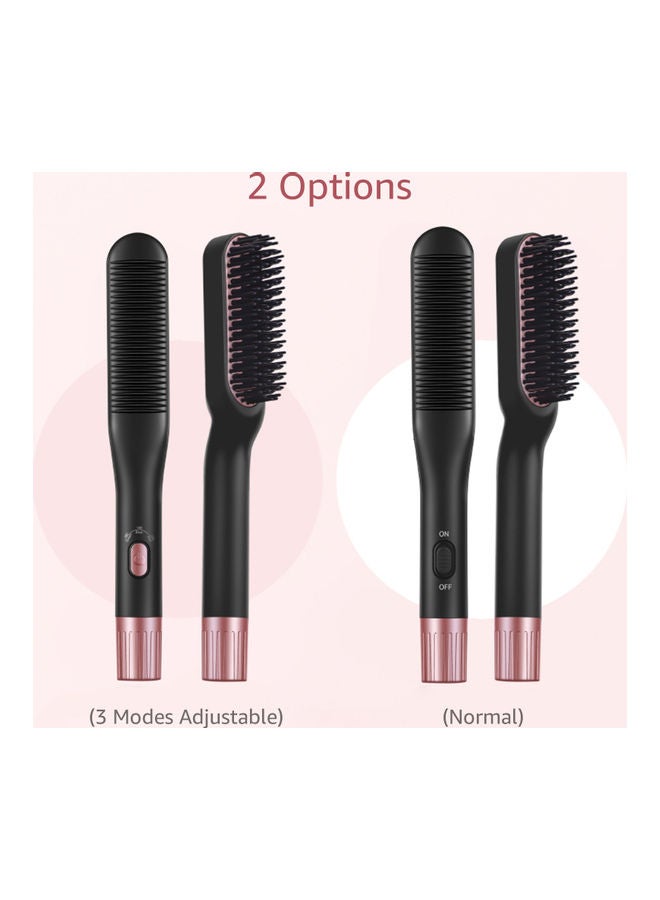 NIBEMINENT Hair Straightening Iron with Built-in Comb Black/Pink - Image 4