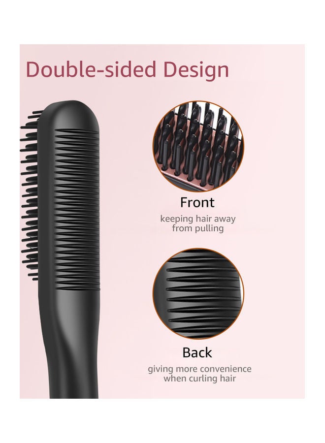 NIBEMINENT Hair Straightening Iron with Built-in Comb Black/Pink - Image 3