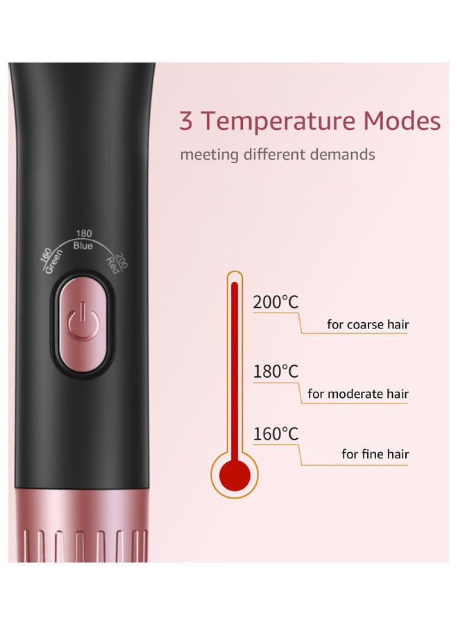 NIBEMINENT Hair Straightening Iron with Built-in Comb Black/Pink - Image 2