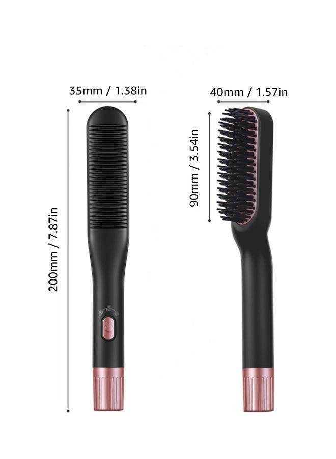 NIBEMINENT Hair Straightening Iron with Built-in Comb Black/Pink - Image 5