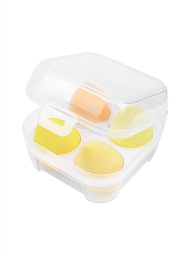 اسفنجة مكياج بيض تجميل رطبة وجافة، 4 عبوات باللون الأصفر - Image 1