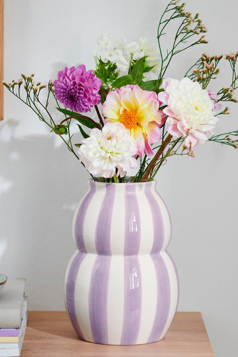 Tchibo Small Ceramic Flower Vase, Lavender/White  - Image 1